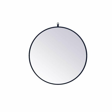 ELEGANT DECOR 28 in. Metal Frame Round Mirror with Decorative Hook, Blue MR4054BL